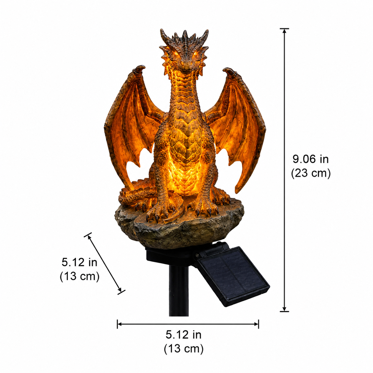 💥LAST DAY 50% OFF🐉✨Solar Dragon Garden Statue Light – Golden Ember Fantasy Outdoor Decor