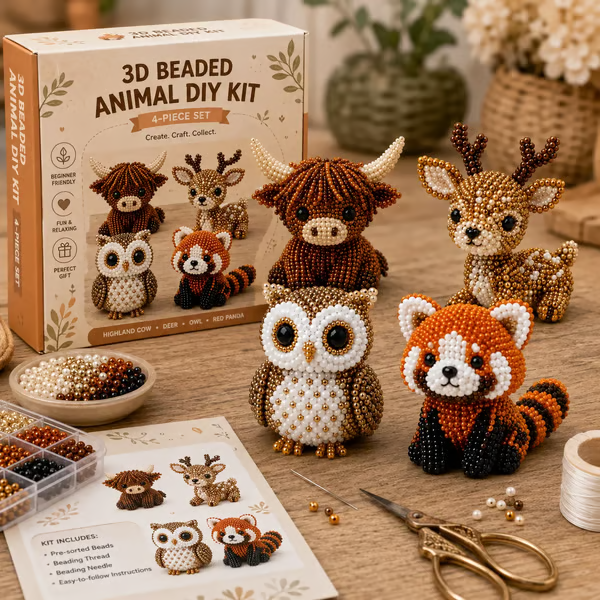 🔥🧵✨ Tiny 3D Beaded Animal DIY Kit（Unfinished Product）