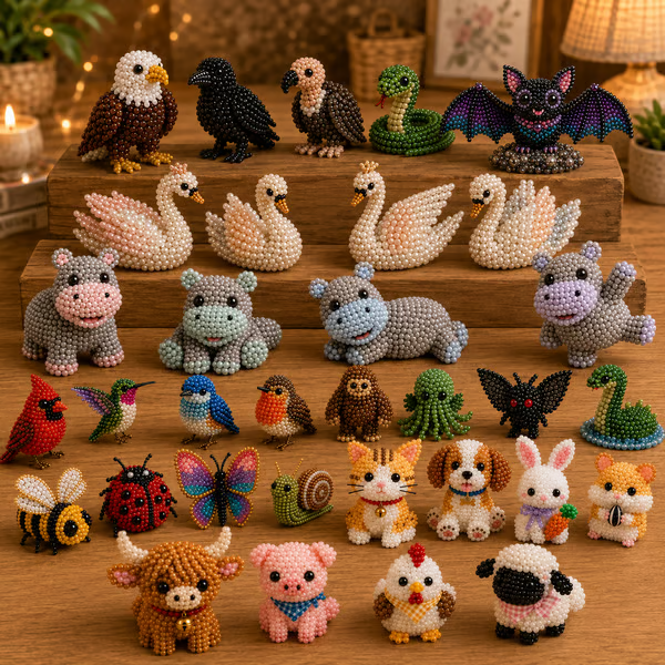 🔥🧵✨ Tiny 3D Beaded Animal DIY Kit（Unfinished Product）