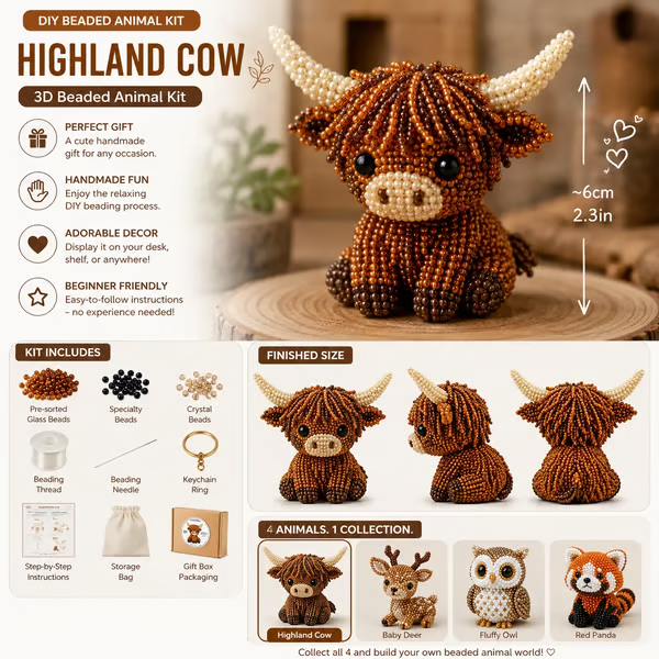🔥🧵✨ Tiny 3D Beaded Animal DIY Kit（Unfinished Product）