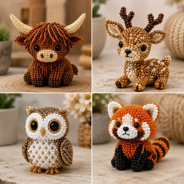 🔥🧵✨ Tiny 3D Beaded Animal DIY Kit（Unfinished Product）