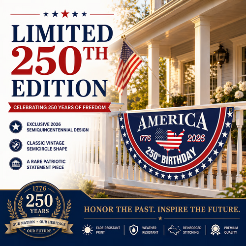 Flash Sale 60% OFF⭐Veteran Made - USA 250th Anniversary Flag Half Round Banner🦅