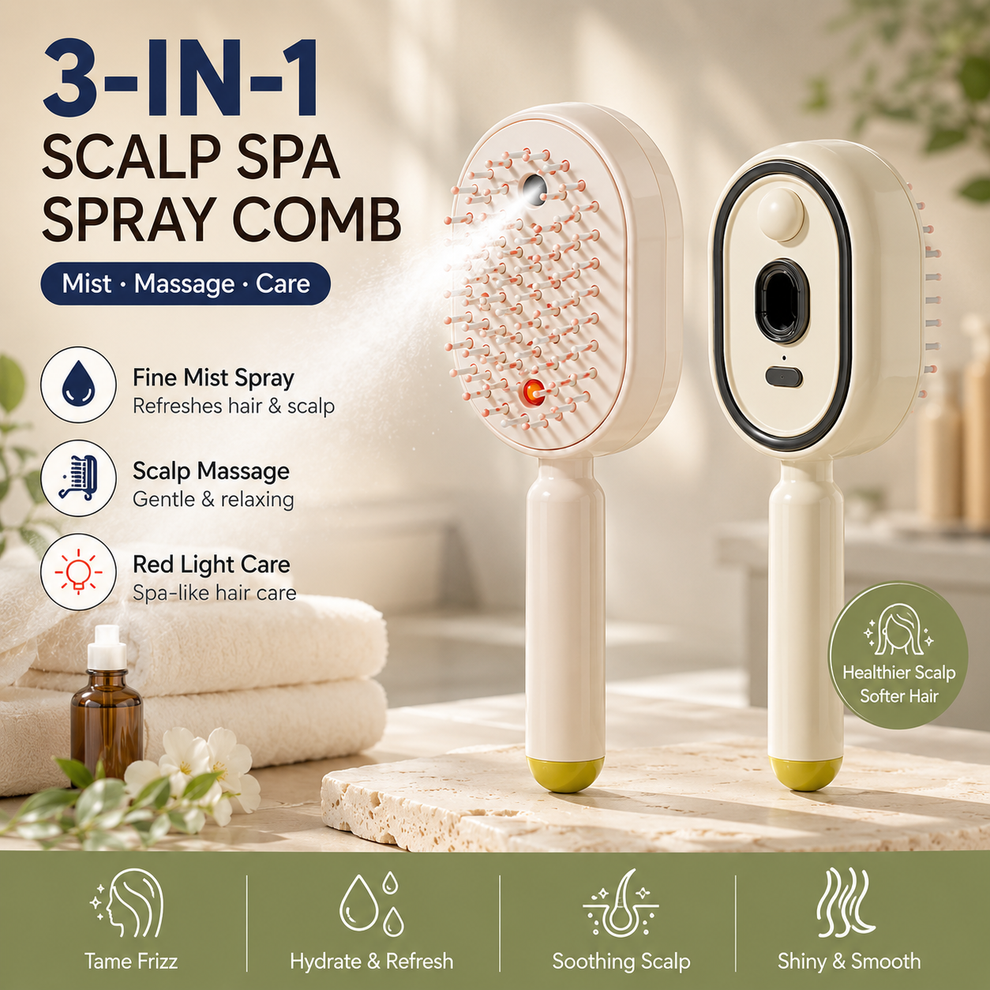 🔥Last Day 50% OFF🔥lorvryssa™ 3-IN-1 Electric Spray Air Cushion Massage Comb