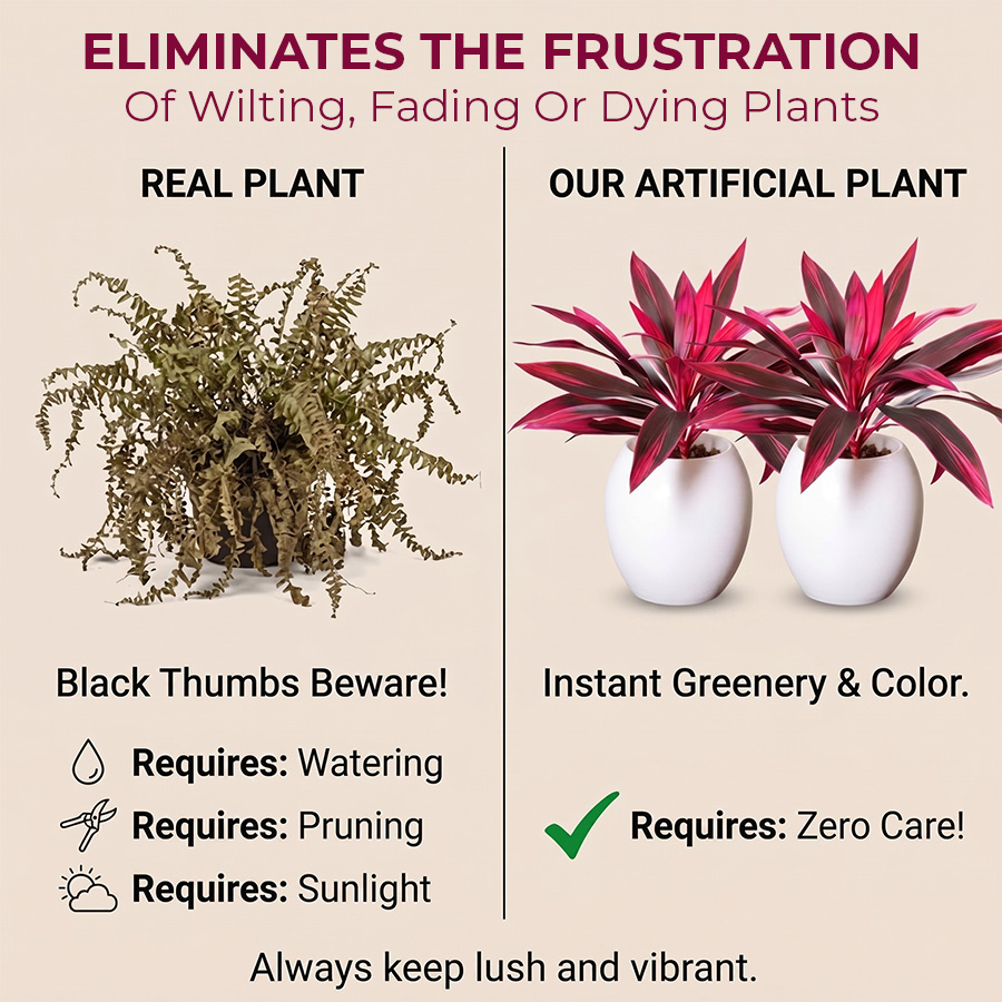 🔥Last Day 50% OFF🔥2Pcs Artificial Boston Fern & Dragon's Blood Tree Plants