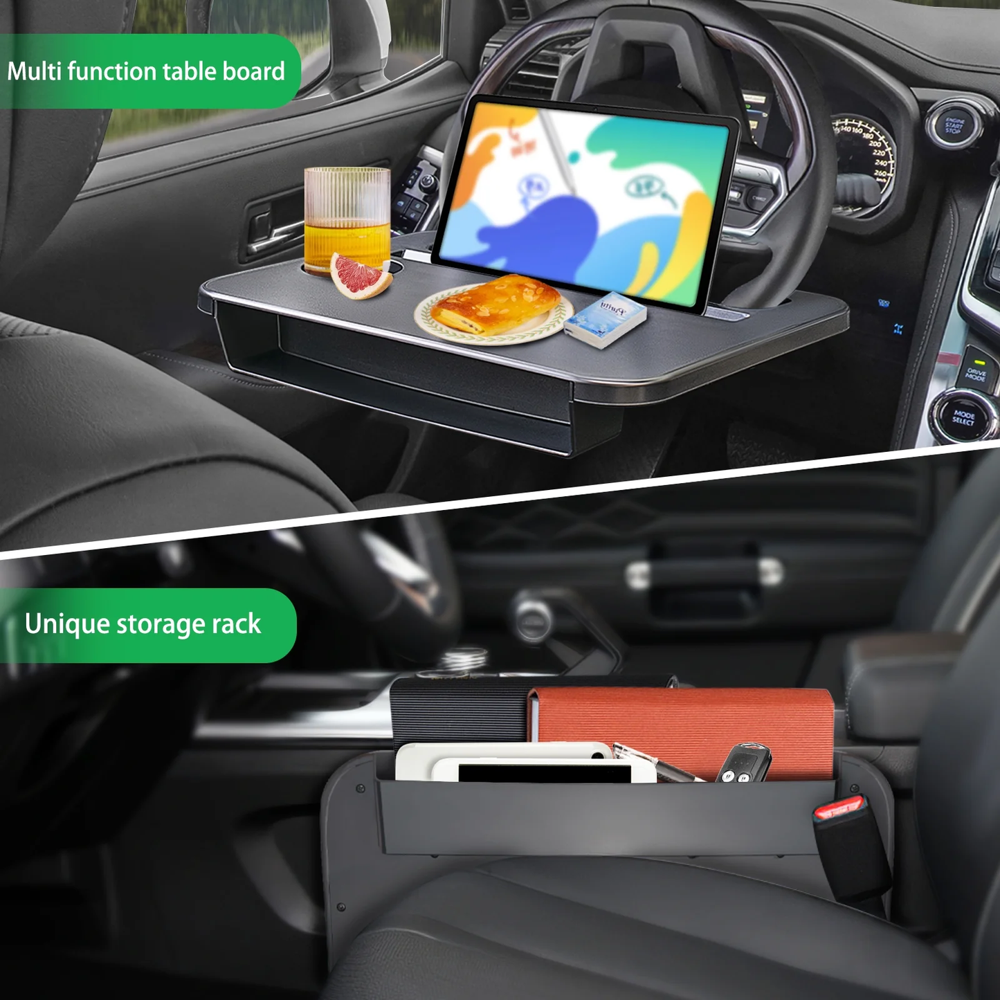 🔥Last Day 50% OFF🔥2-in-1 Steering Wheel Desk with Seat Gap Filler