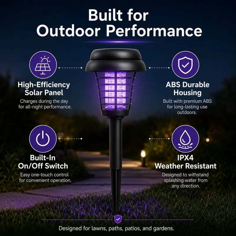 🏆LAST DAY SALE 70% OFF 🔥🏠Summer Essentials🦟Solar-Powered UV Mosquito Killer Lamp