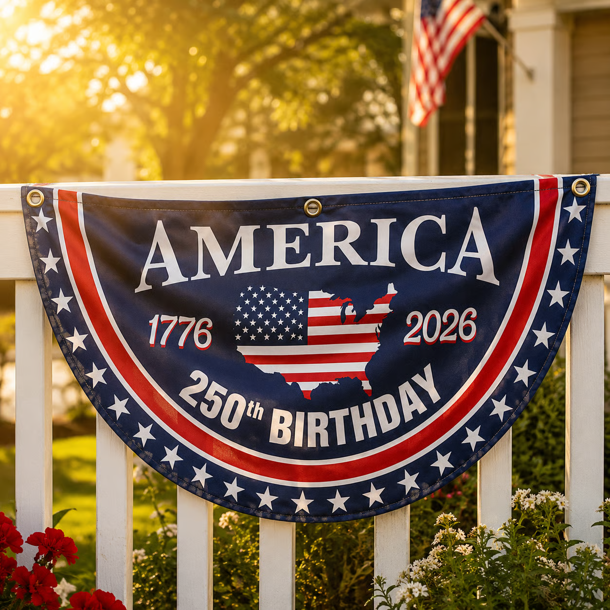 Flash Sale 60% OFF⭐Veteran Made - USA 250th Anniversary Flag Half Round Banner🦅