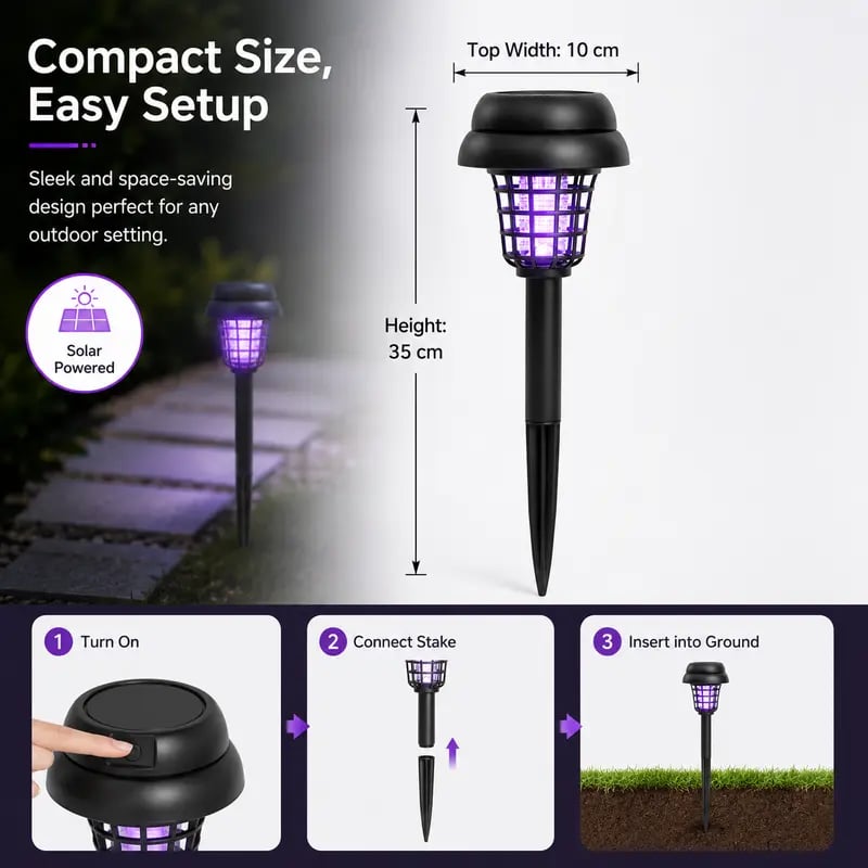 🏆LAST DAY SALE 70% OFF 🔥🏠Summer Essentials🦟Solar-Powered UV Mosquito Killer Lamp